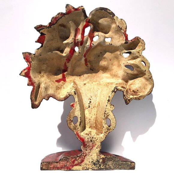 Cast Iron Door Stop Flower Urn Vase Vintage Hubley #162 Florals Bookend painted - Picture 10 of 13